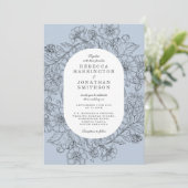 ヴィンテージフローラダスティブルーフォト結婚ズ 招待状 (スタンド正面)