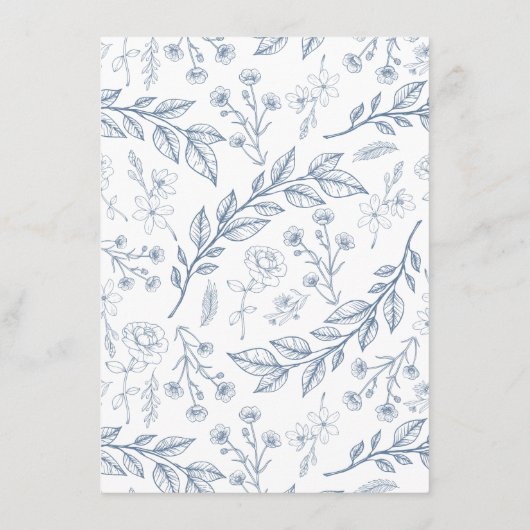 ヴィンテージフローラダスティブルー結婚ズ エンクロージャーカード (裏面)