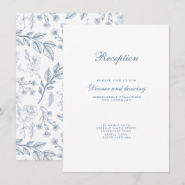 ヴィンテージフローラダスティブルー結婚ズ エンクロージャーカード