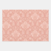 ヴィンテージフローラダマスクパステルピーチグリーンクリーム ラッピングペーパーシート (正面2)
