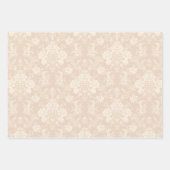 ヴィンテージフローラダマスクパステルピーチグリーンクリーム ラッピングペーパーシート (正面)