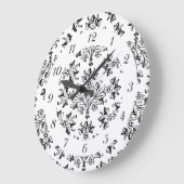 ヴィンテージフローラダマスクパターンと数字クロック ラージ壁時計 (傾斜)