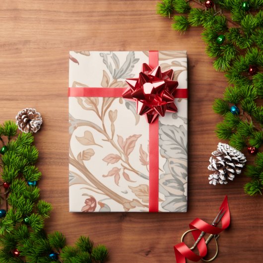 ヴィンテージフローラダマスクパターン(バラおよび離れ) ラッピングペーパー (クリスマスギフト)