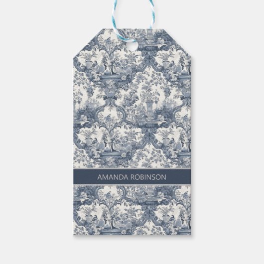 ヴィンテージフローラダマスクブルートイレデジュイミモノグラム ギフトタグ (正面)