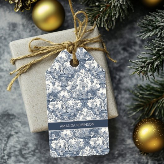 ヴィンテージフローラダマスクブルートイレデジュイミモノグラム ギフトタグ