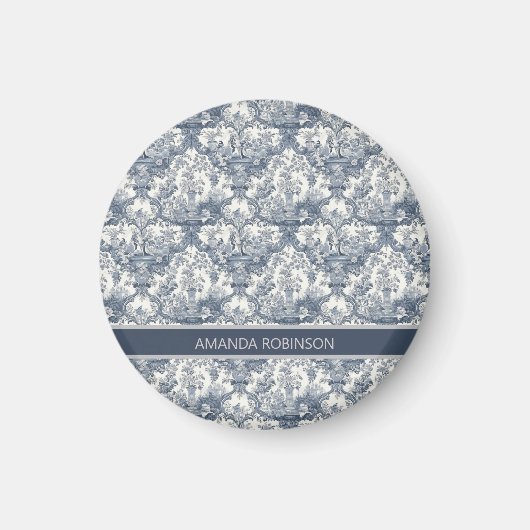 ヴィンテージフローラダマスクブルートイレデジュイミモノグラム マグネット (正面)