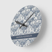 ヴィンテージフローラダマスクブルートイレデジュイミモノグラム ラウンド壁時計 (傾斜)