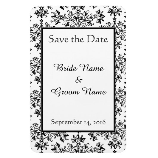 ヴィンテージフローラダマスク日付マグネットの保存 マグネット (縦)