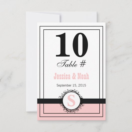 ヴィンテージフローラダマスク結婚式テーブルNo. 招待状 (正面)