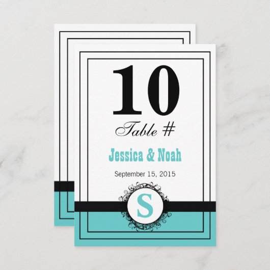 ヴィンテージフローラダマスク結婚式テーブルNo. 招待状 (正面/裏面)