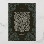 ヴィンテージフローラダークグリーンのクリスマスフォト 箔シーズンカード (裏面)