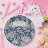 ヴィンテージフローラダークブルートイレデジュウシャワー ペーパープレート (パーティー)