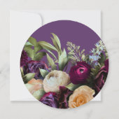 ヴィンテージフローラダークラベンダーラウンド結婚ズ セーブザデート (裏面)