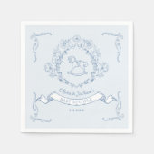 ヴィンテージフローラチノイスリートイレベビーシャワーブルー スタンダードカクテルナプキン (正面)