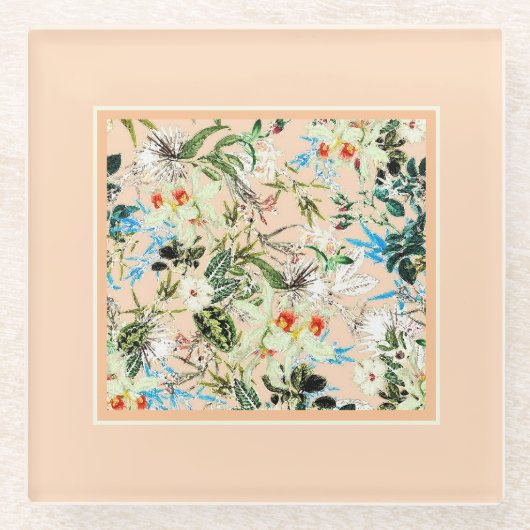 ヴィンテージフローラチャーム ガラスコースター (正面)