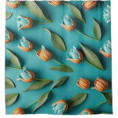 ヴィンテージフローラチューリップパターン シャワーカーテン (正面)