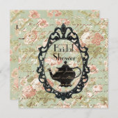 ヴィンテージフローラティーパーティーブライダルシャワー招待 招待状 (正面/裏面)