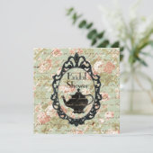 ヴィンテージフローラティーパーティーブライダルシャワー招待 招待状 (スタンド正面)