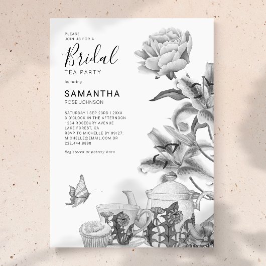 ヴィンテージフローラティーパーティーブライダルシャワー招待 招待状