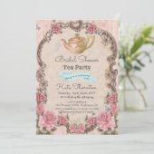 ヴィンテージフローラティーブライダルシャワー招待 招待状 (スタンド正面)