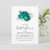 ヴィンテージフローラティール（緑がかった色）銀ブライダルシャワー 招待状 (スタンド正面)