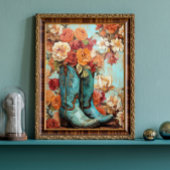 ヴィンテージフローラテクスチャカウボーイブートデコパージュ 薄葉紙