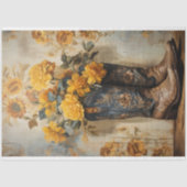 ヴィンテージフローラテクスチャカウボーイブートデコパージュ 薄葉紙 (正面)