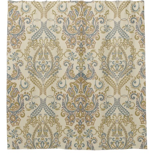 ヴィンテージフローラテクスチャデザイン。Damaskシームレスvi シャワーカーテン (正面)