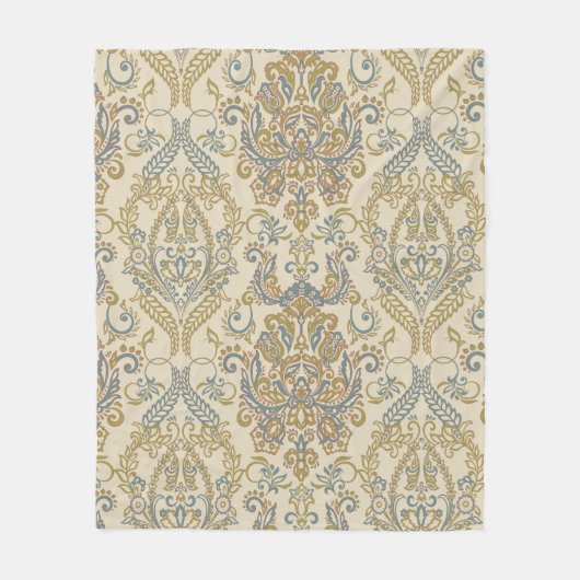 ヴィンテージフローラテクスチャデザイン。Damaskシームレスvi フリースブランケット (正面)