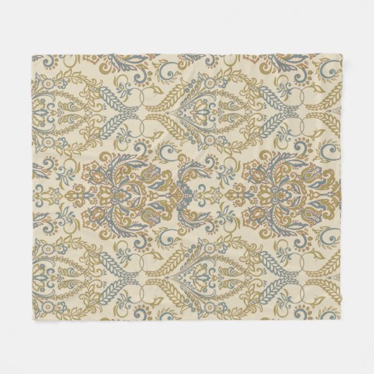 ヴィンテージフローラテクスチャデザイン。Damaskシームレスvi フリースブランケット (正面(横))