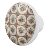 ヴィンテージフローラテラコッタタイルパターン セラミックノブ (右)