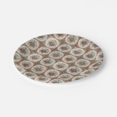 ヴィンテージフローラテラコッタタイルパターン ペーパープレート (アングル)