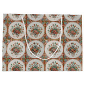 ヴィンテージフローラテラコッタタイルパターン ラージペーパーバッグ (裏面)