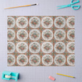 ヴィンテージフローラテラコッタタイルパターン 薄葉紙 (クラフト)