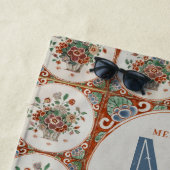 ヴィンテージフローラテラコッタタイルモノグラム ビーチタオル (インサイチュ)