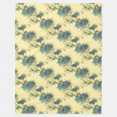 ヴィンテージフローラデイジーとコーンフラワーパターン フリースブランケット (正面)