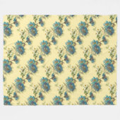 ヴィンテージフローラデイジーとコーンフラワーパターン フリースブランケット (正面(横))