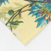 ヴィンテージフローラデイジーとコーンフラワーパターン フリースブランケット (角)