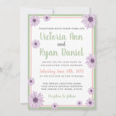 ヴィンテージフローラデイジーラベンダー赤面セー結婚ジズ 招待状 (正面)