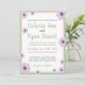 ヴィンテージフローラデイジーラベンダー赤面セー結婚ジズ 招待状 (スタンド正面)