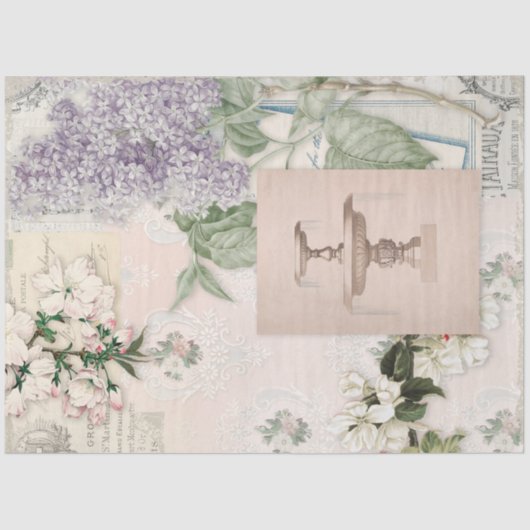 ヴィンテージフローラデクページアンティークフランスのエフェラ 薄葉紙 (正面)