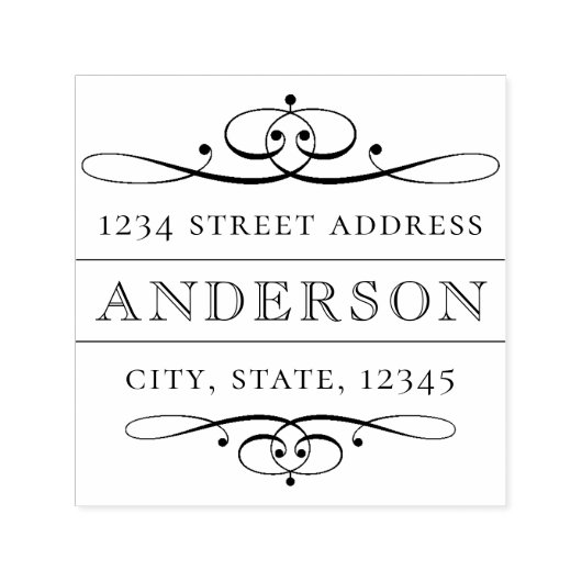 ヴィンテージフローラデコファミリー名差出人住所 セルフインキングスタンプ (デザイン)