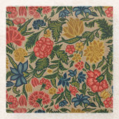 ヴィンテージフローラデザイナーガーデンアートワーク ガラスコースター (正面)