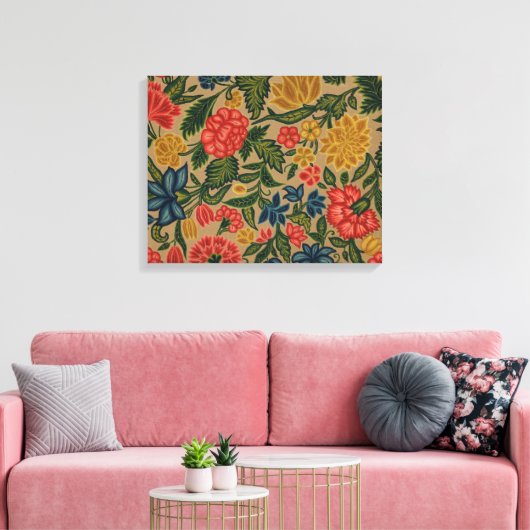 ヴィンテージフローラデザイナーガーデンアートワーク キャンバスプリント (インサイチュ (リビング))