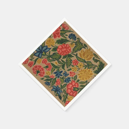 ヴィンテージフローラデザイナーガーデンアートワーク スタンダードカクテルナプキン (角)