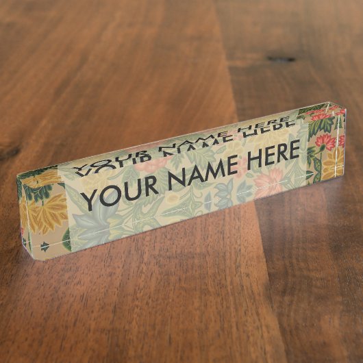 ヴィンテージフローラデザイナーガーデンアートワーク デスクネームプレート (側面)