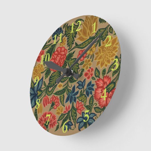ヴィンテージフローラデザイナーガーデンアートワーク ラウンド壁時計 (傾斜)