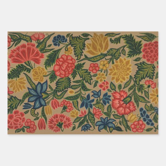 ヴィンテージフローラデザイナーガーデンアートワーク ラッピングペーパーシート (正面)