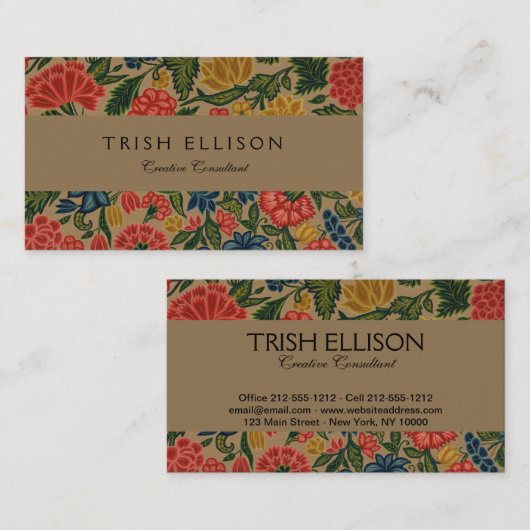 ヴィンテージフローラデザイナーガーデンアートワーク 名刺 (正面/裏面)