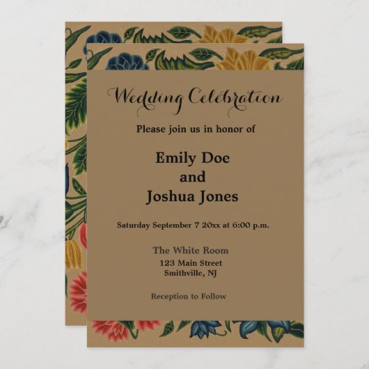 ヴィンテージフローラデザイナーガーデンアートワーク 招待状 (正面/裏面)